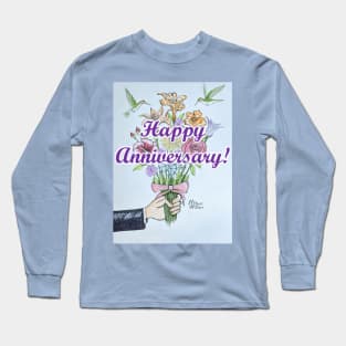 Happy Anniversary with a bouquet of flower Long Sleeve T-Shirt